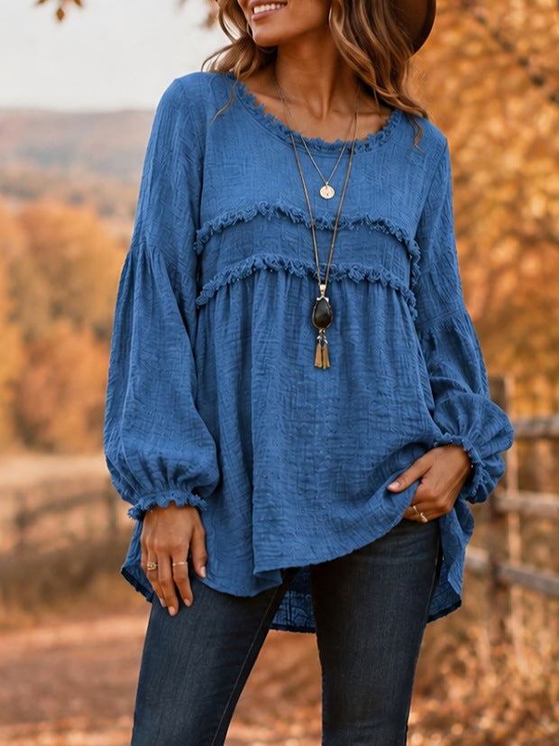 Casual Patchwork Tassel Fringe Crew-Neck T-Shirt Top NorixaFashion.com