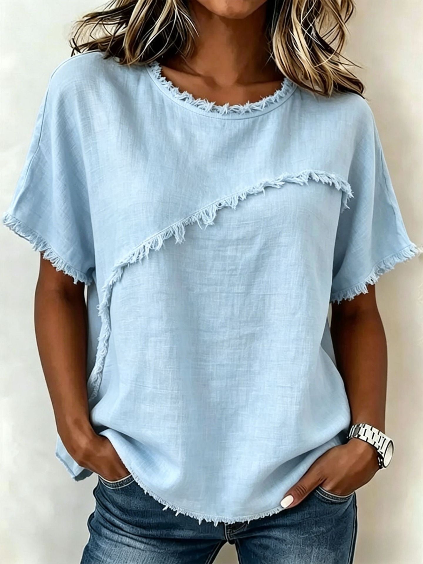 Women's Round-Neck Casual Loose Short-Sleeve Top NorixaFashion.com