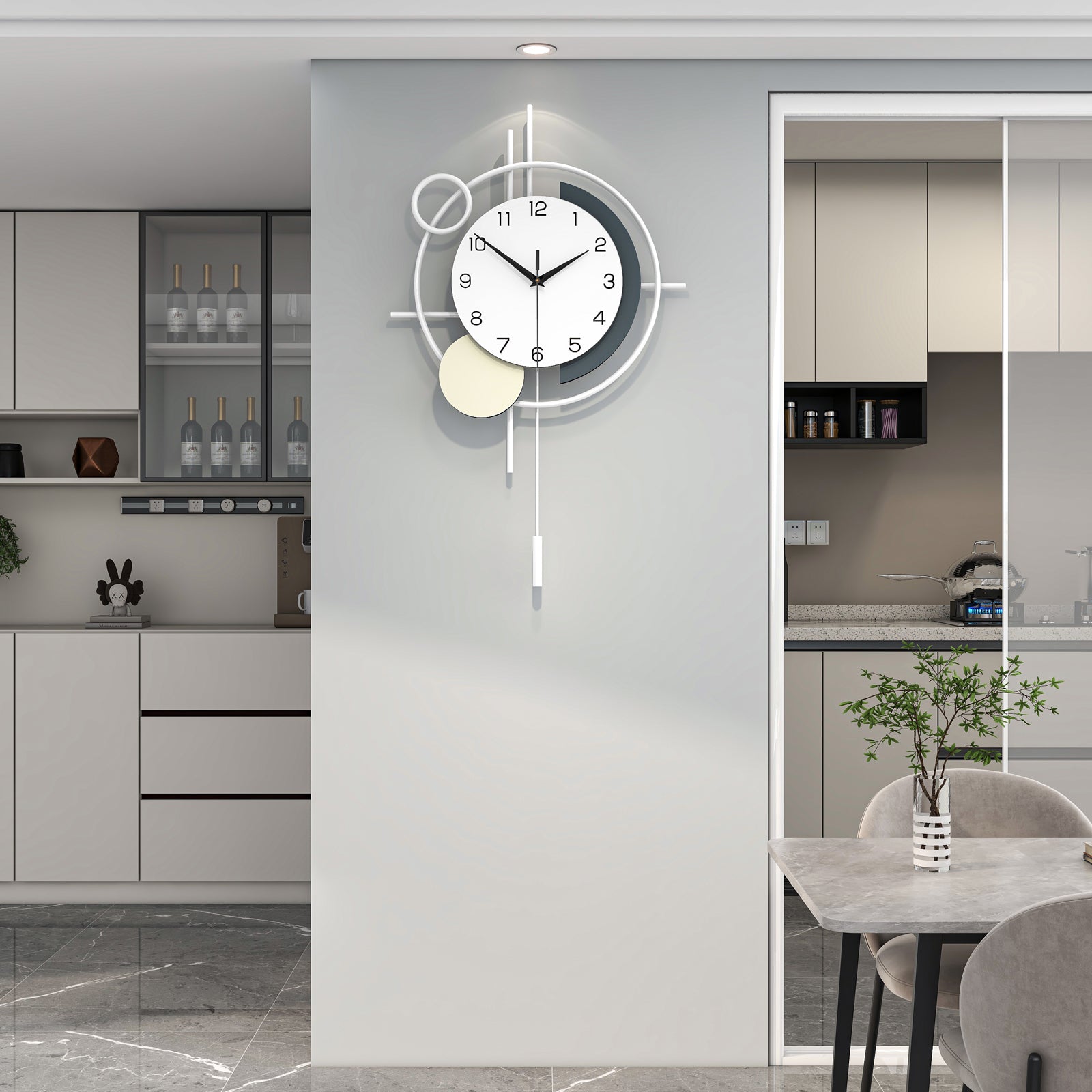 Modern Abstract Wall Clock Minimalist Metal Decorative Home Decor PearlNestDecor.com