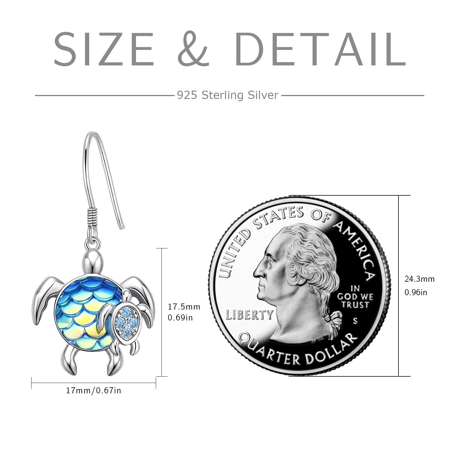 Turtle Earrings Sterling Silver Mom and Baby Dangle Mother and Daughter Tortoise LadyShow.Store