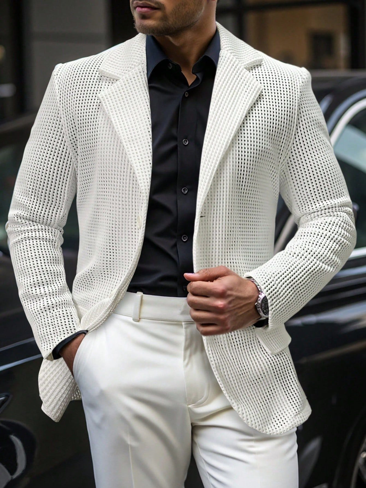 2026 Foreign Trade European And American Cross-Border Men's Mesh Suit Jacket Casual Banquet Party Top Suit Men 250308 NorixaFashion.com