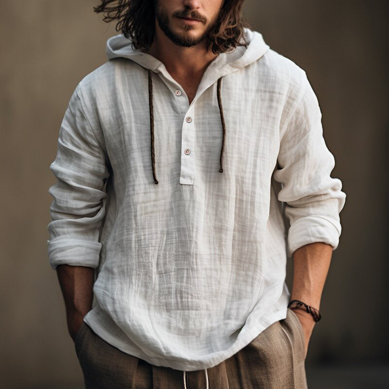 New Wish Cotton Linen Shirt Hooded Sweater Long Sleeve Hooded Casual Daily Clothing NorixaFashion.com