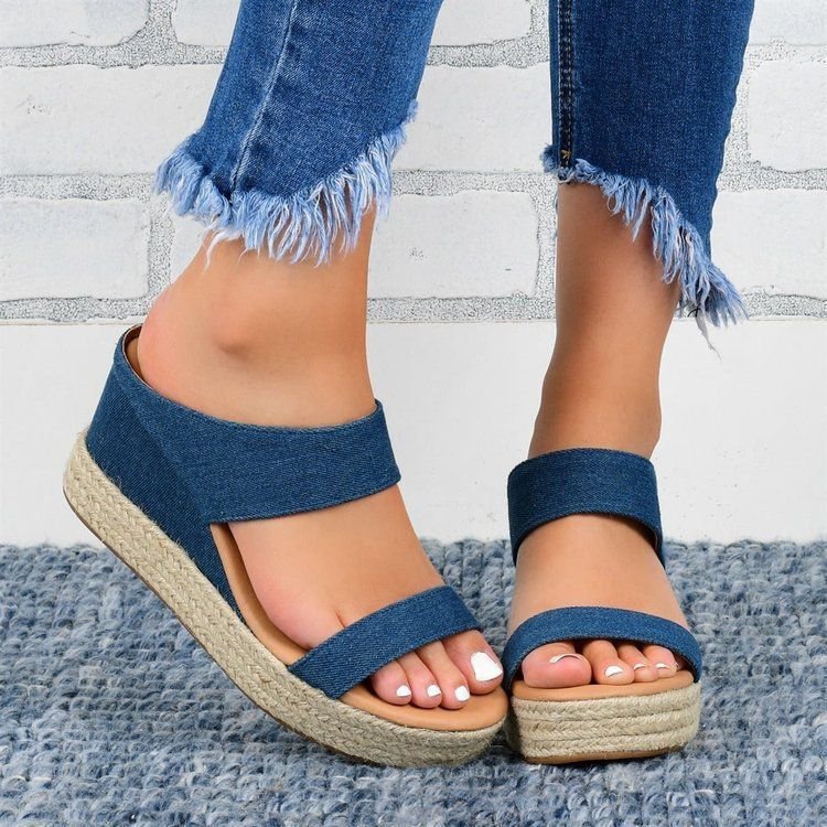 European And American Wedge Slippers Hemp Rope Ladies Casual Flat Sandals LadyShow.Store