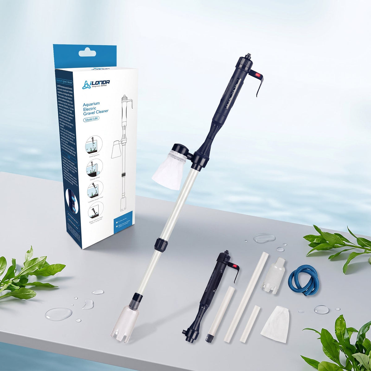 Retractable Tubular Fish Tank Electric Sewer Battery Box English White Box Battery Electric, 11.5 X 5.8 X 30.5cm  Without Battery Tri Light Beauty