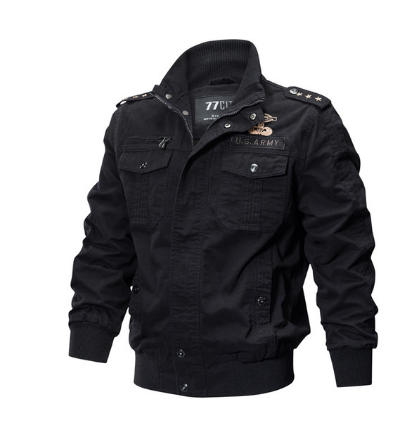 Men's Fall Jacket - Washed Cotton Military Style Plus Size Pi-Mart