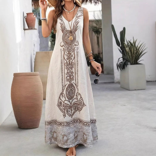 White Bohemian Style Dress For Women NorixaFashion.com