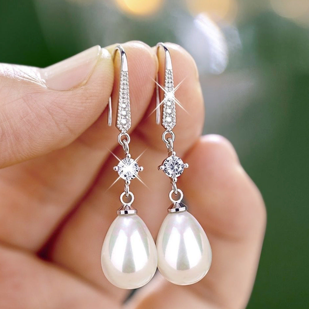 Women's All-match Baroque Drop-shaped Artificial Pearl Earrings