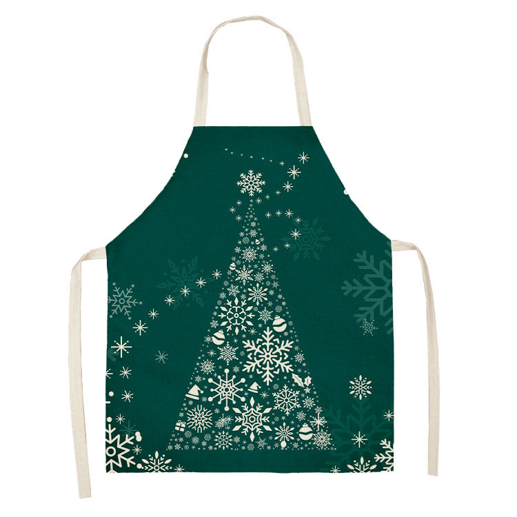 Household Green Series Christmas Dog Linen Apron Used In Kitchen PearlNestDecor.com