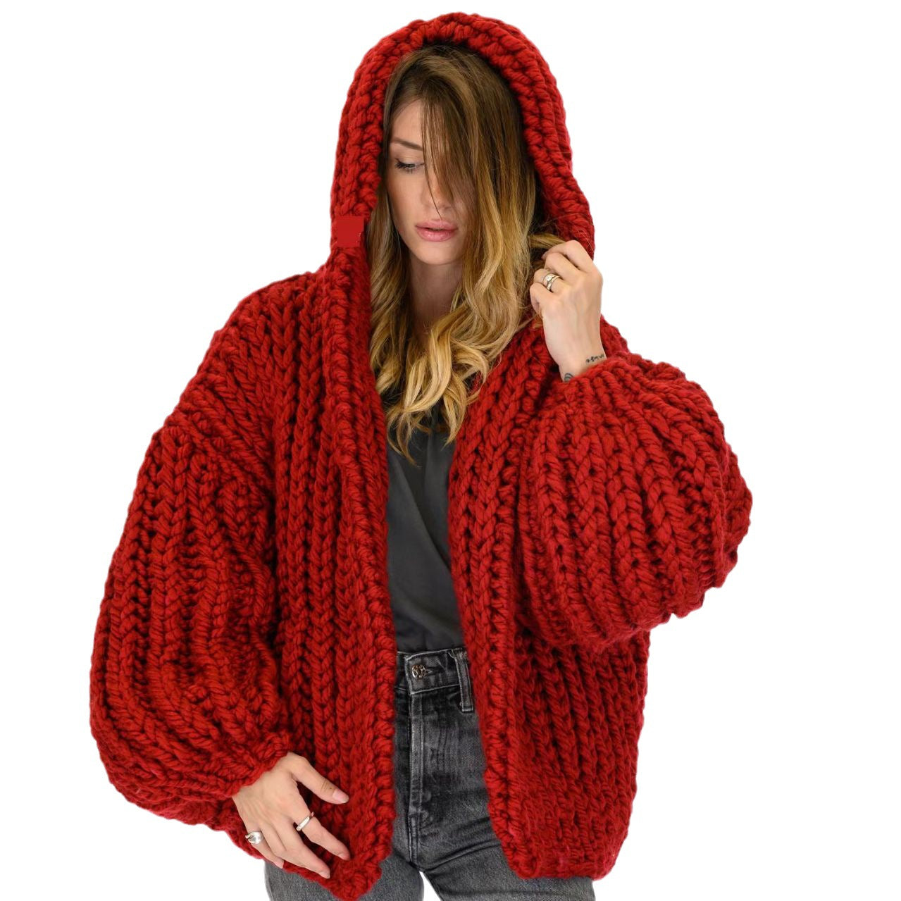 Women's Loose And Lazy Style Hooded Cardigan Sweater Best YouTube Store