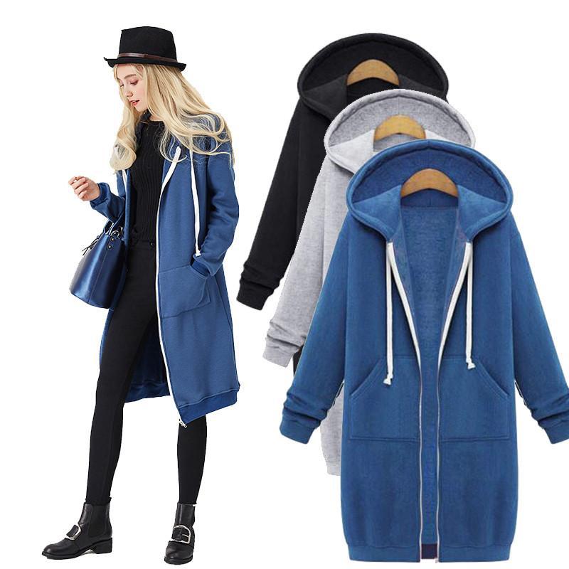 Hooded Long-sleeved Winter Sweater Women's Jacket In A Long Thick Shirt LadyShow.Store