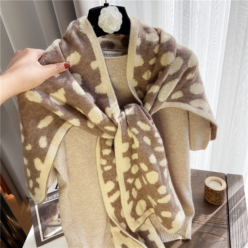 Knotted Shoulders With Contrasting Color Small Shawls LadyShow.Store