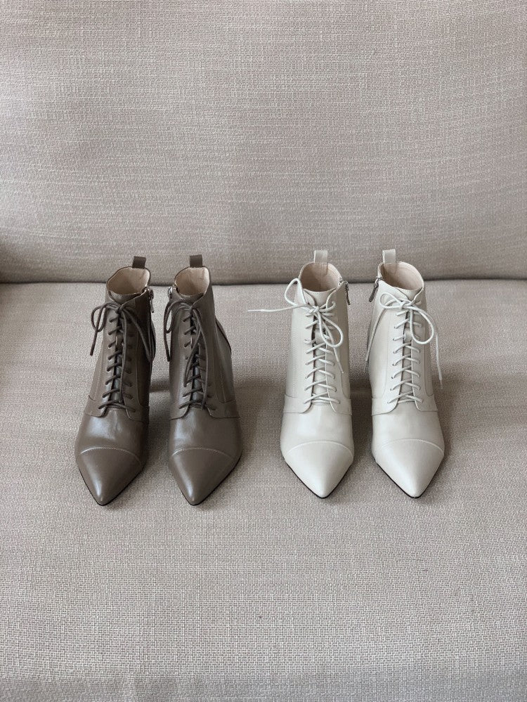 Lace-up Handsome High-heeled Martin Short Boots LadyShow.Store