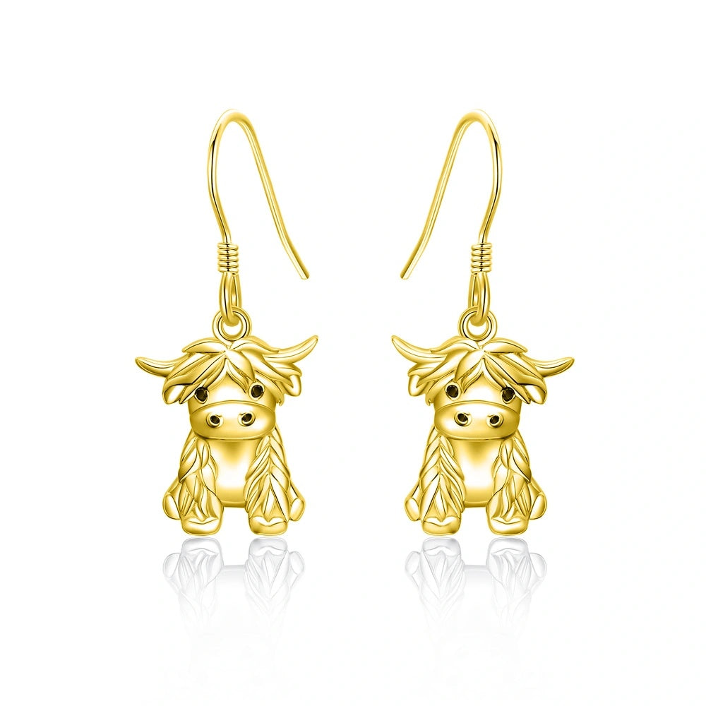 925 Sterling Silver Highland Cow Necklace Cow Earrings Cow Jewelry LadyShow.Store