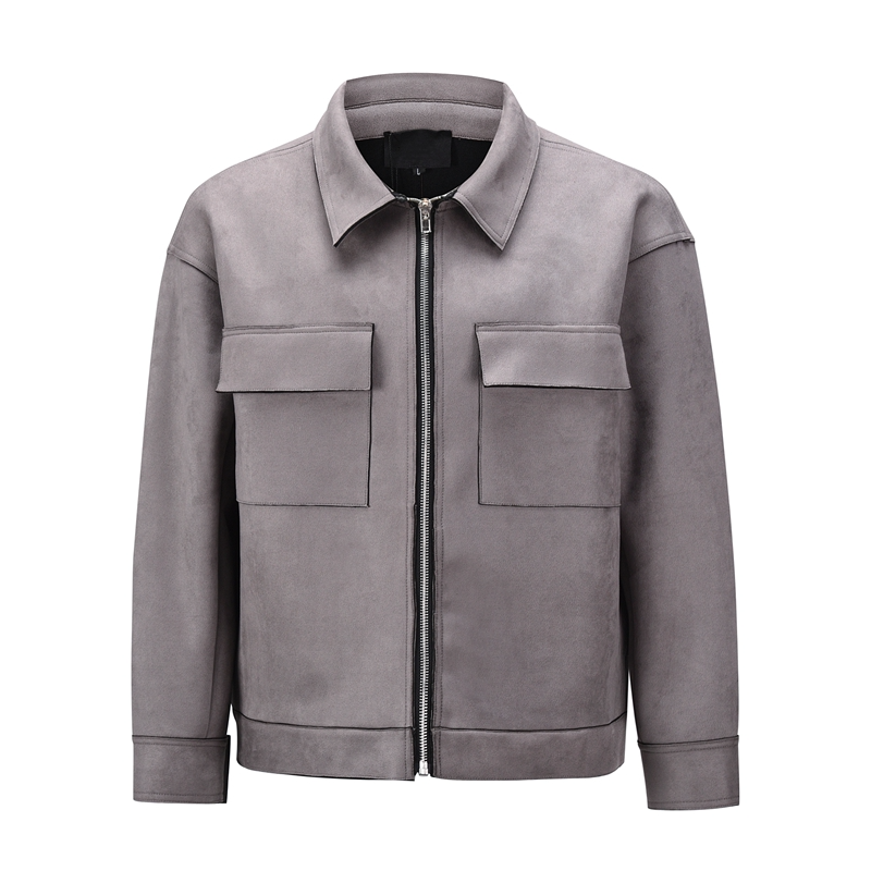 High Street Solid Color Hip-hop Leather Velvet Padded Zipper Jacket Pi-Mart