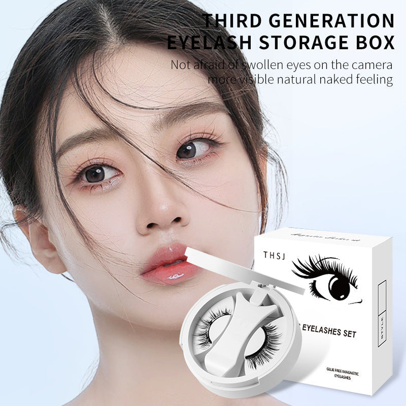 Magnetic False Eyelashes Integrated Storage Box Glue-free Magnet False Eyelashes Natural Makeup Tools With Applicater LadyShow.Store