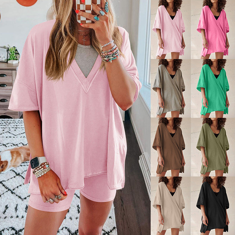 Women's Fashion Casual Short-sleeved Shorts Two-piece Suit NorixaFashion.com