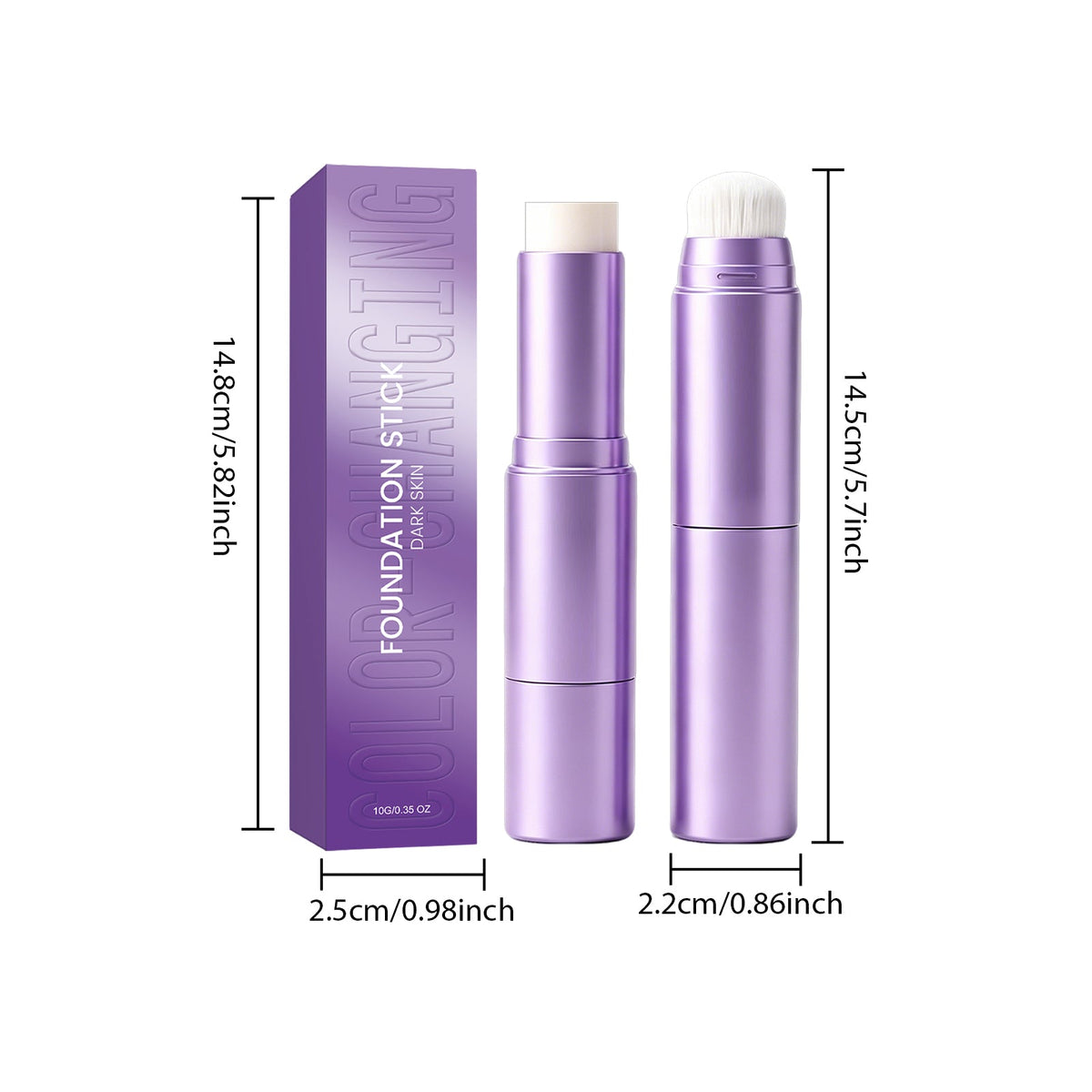 Light, Thin, Delicate, Skin Friendly, Easy To Put On Daily Makeup, No Mask, Two In One Color Changing Foundation Make-up Stick  Dark Skin Color , 10g, 1 Box Tri Light Beauty