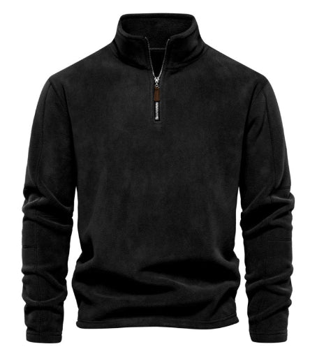 Fashion Personality Stand-collar Zippered Sweatshirt With Fleece Winter Casual Pullover Top Men's Clothing LadyShow.Store