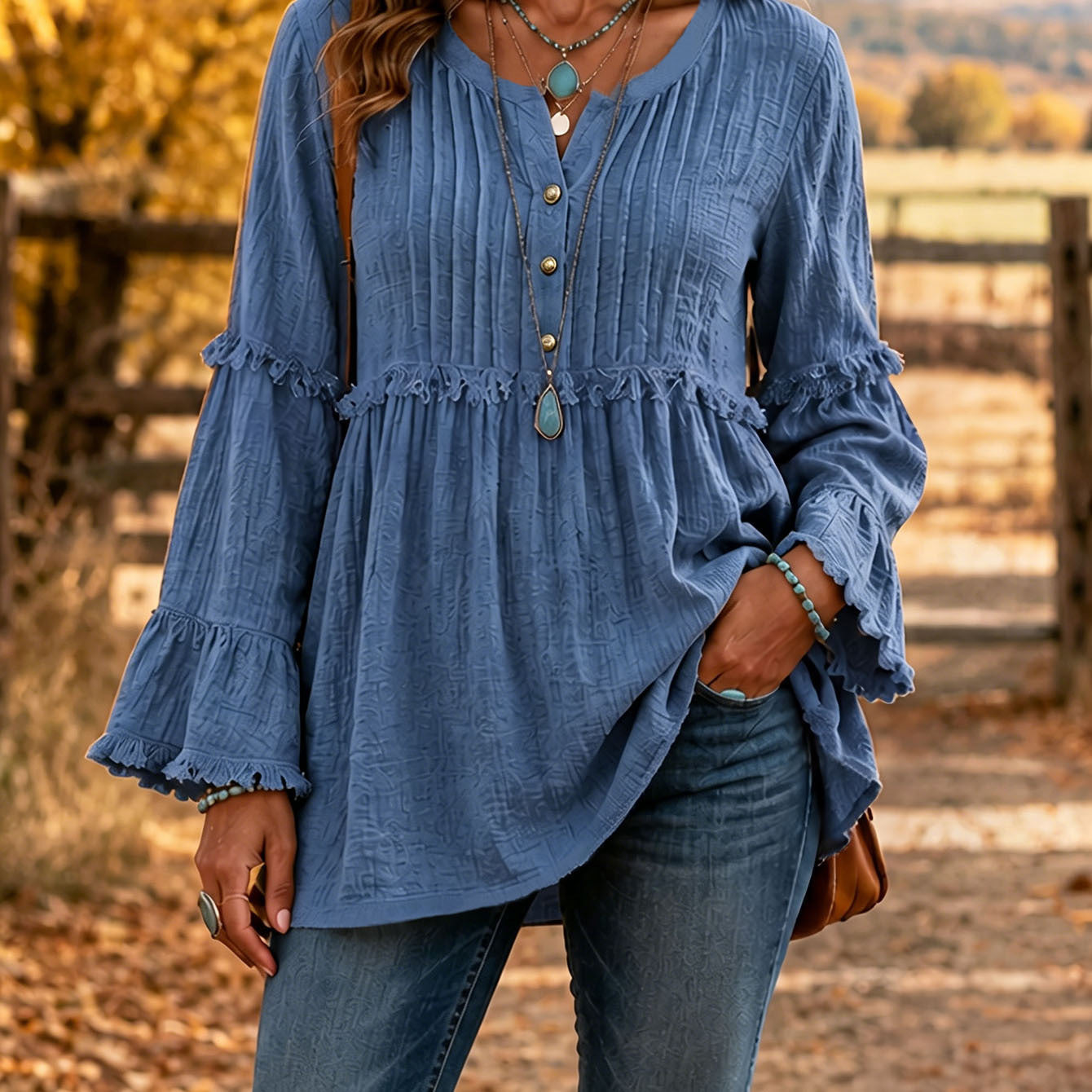 Lace-trimmed Loose-fit Shirt With Tassel Patchwork Top NorixaFashion.com