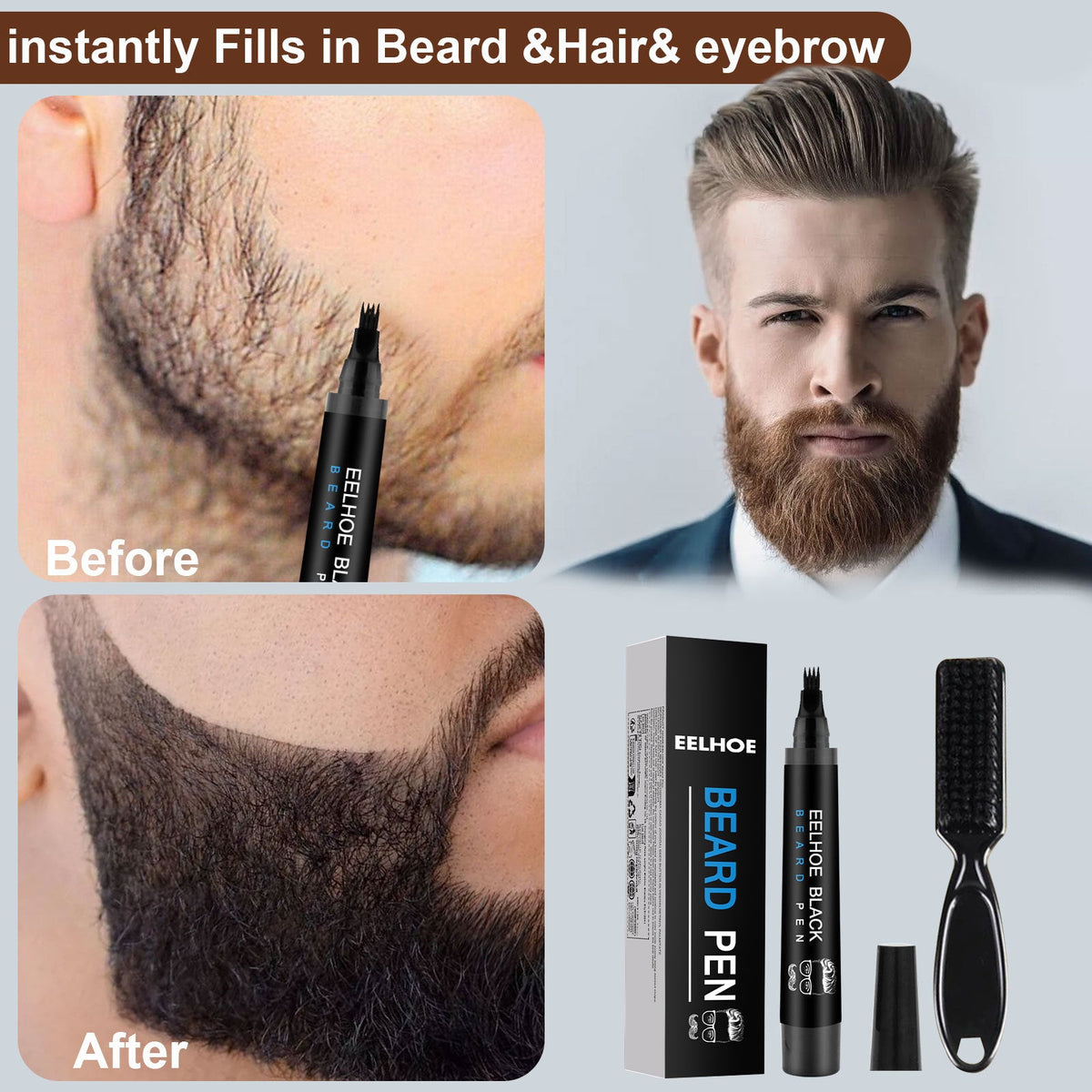 Beard Styling Pen - Black Box Tri Light Beauty