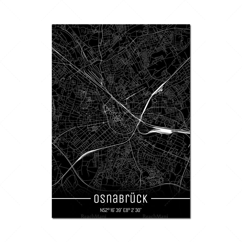 Map Black Line Poster Canvas Painting Home Decor Wall Art PearlNestDecor.com