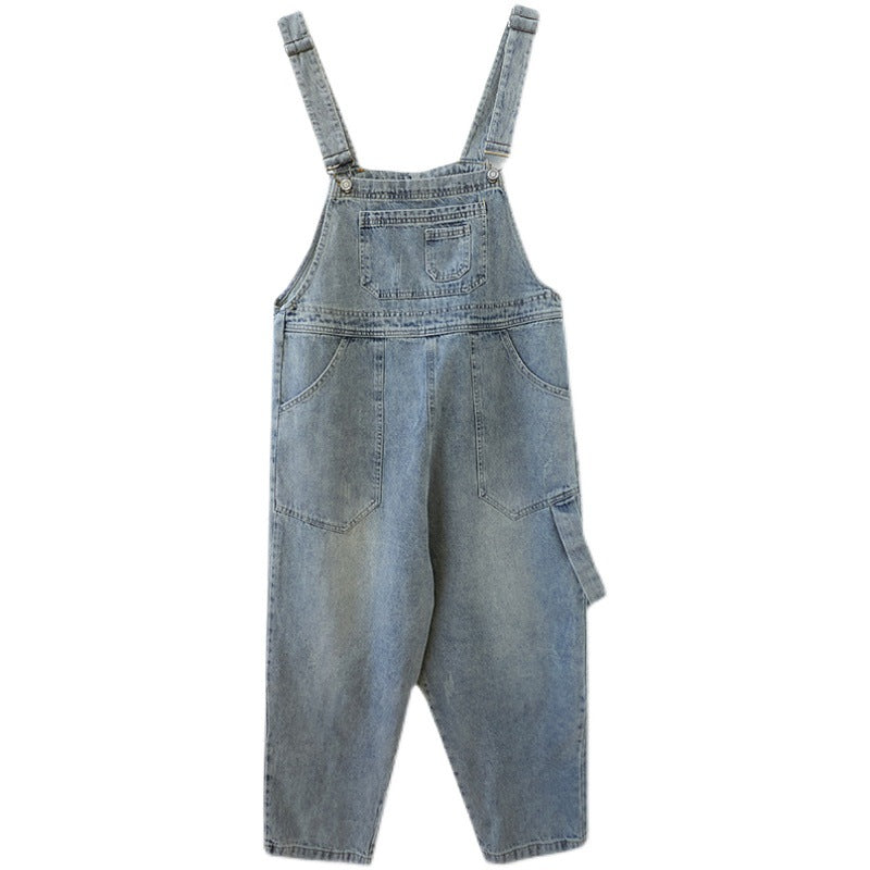 Spring Summer Women's Loose Denim Jumpsuit (Korean Style) Pi-Mart