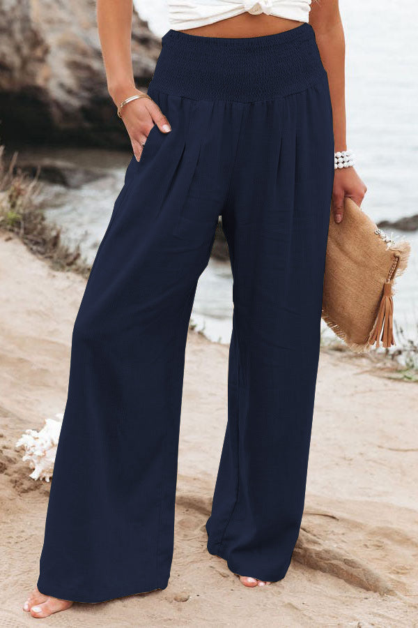 Women's Pants Casual Wide Leg Cotton Linen Loose Trousers NorixaFashion.com