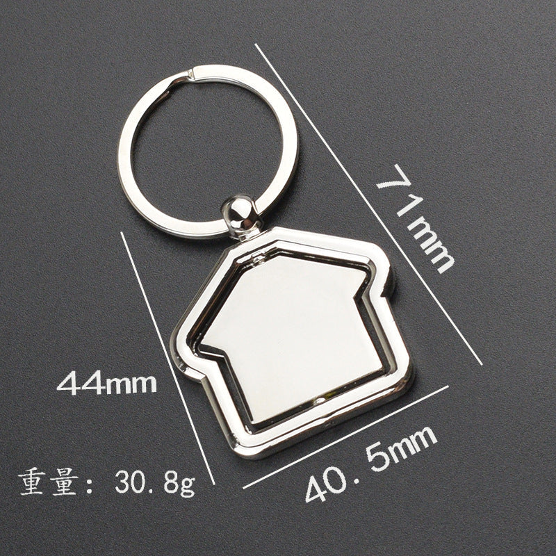 Simple House Rotating Metal Keychains LadyShow.Store