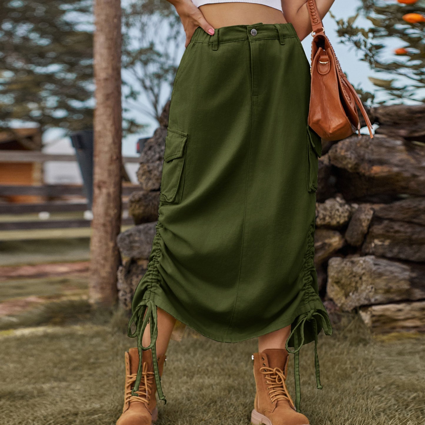 American Denim Casual Midi Skirt Pi-Mart