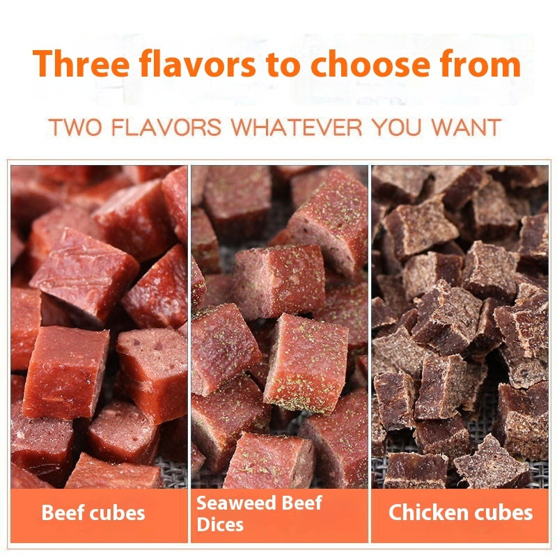 Dog Snacks Dried Beef Cubes Wholesale Pet Snacks Chicken Grain Dog Training Reward Teddy Meat Cube Manufacturer Pets Fashion