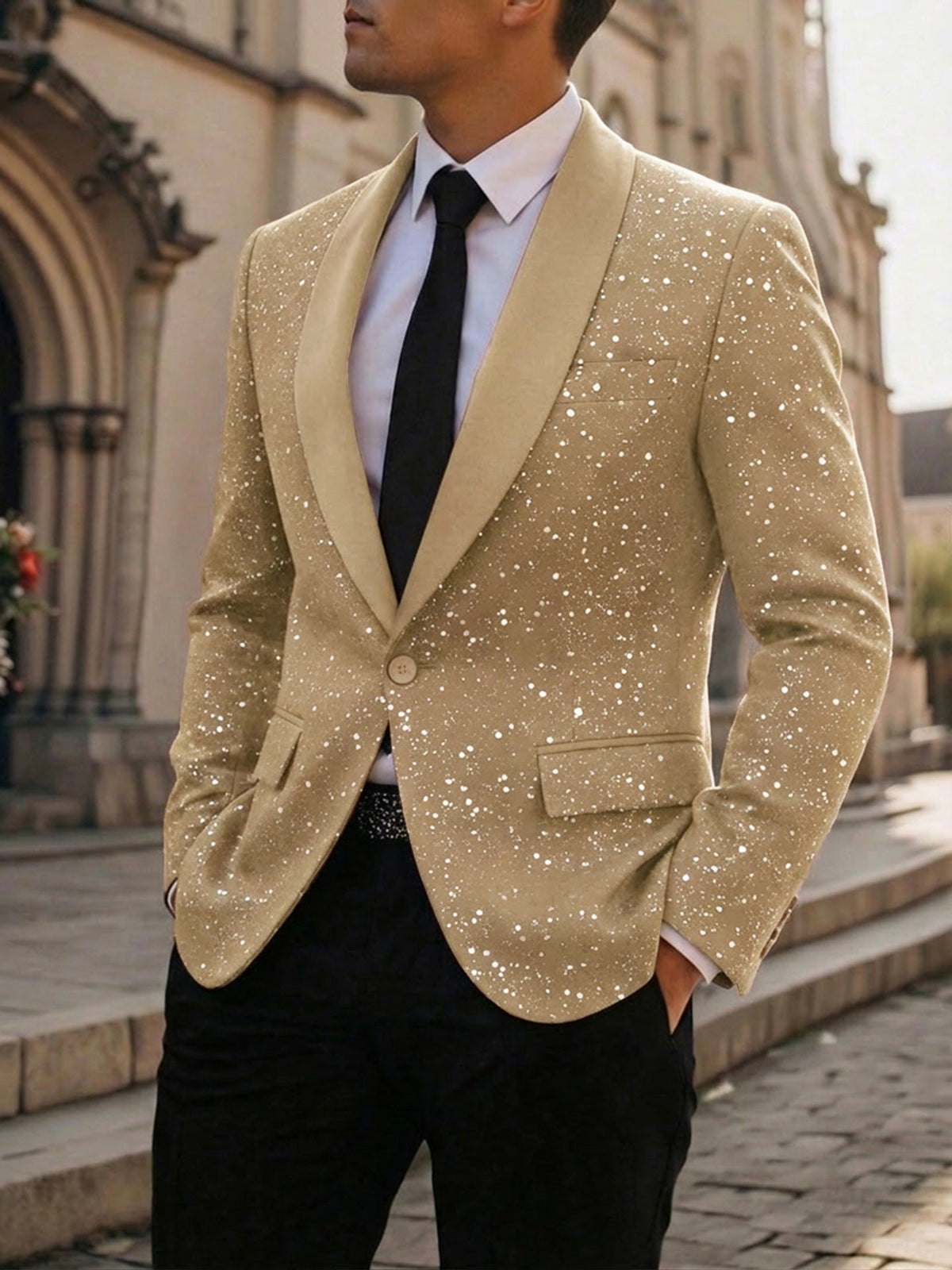 2026 European And American Cross-Border Amazon Men's Suit Jacket Shiny Banquet Wedding Party Suit Men 230215 NorixaFashion.com