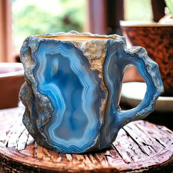 400ml Resin Mineral Crystal Coffee Mugs With Handles Elegant Fake Mineral Crystal Cup For Workplace Home Decor Christmas Gift Kitchen Gadgets PearlNestDecor.com