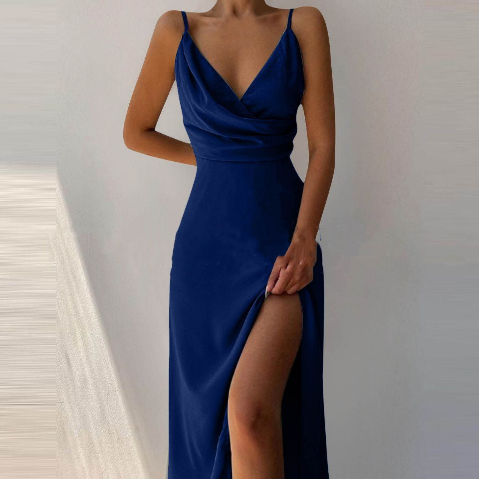 V-Neck Printed Slit Dress NorixaFashion.com