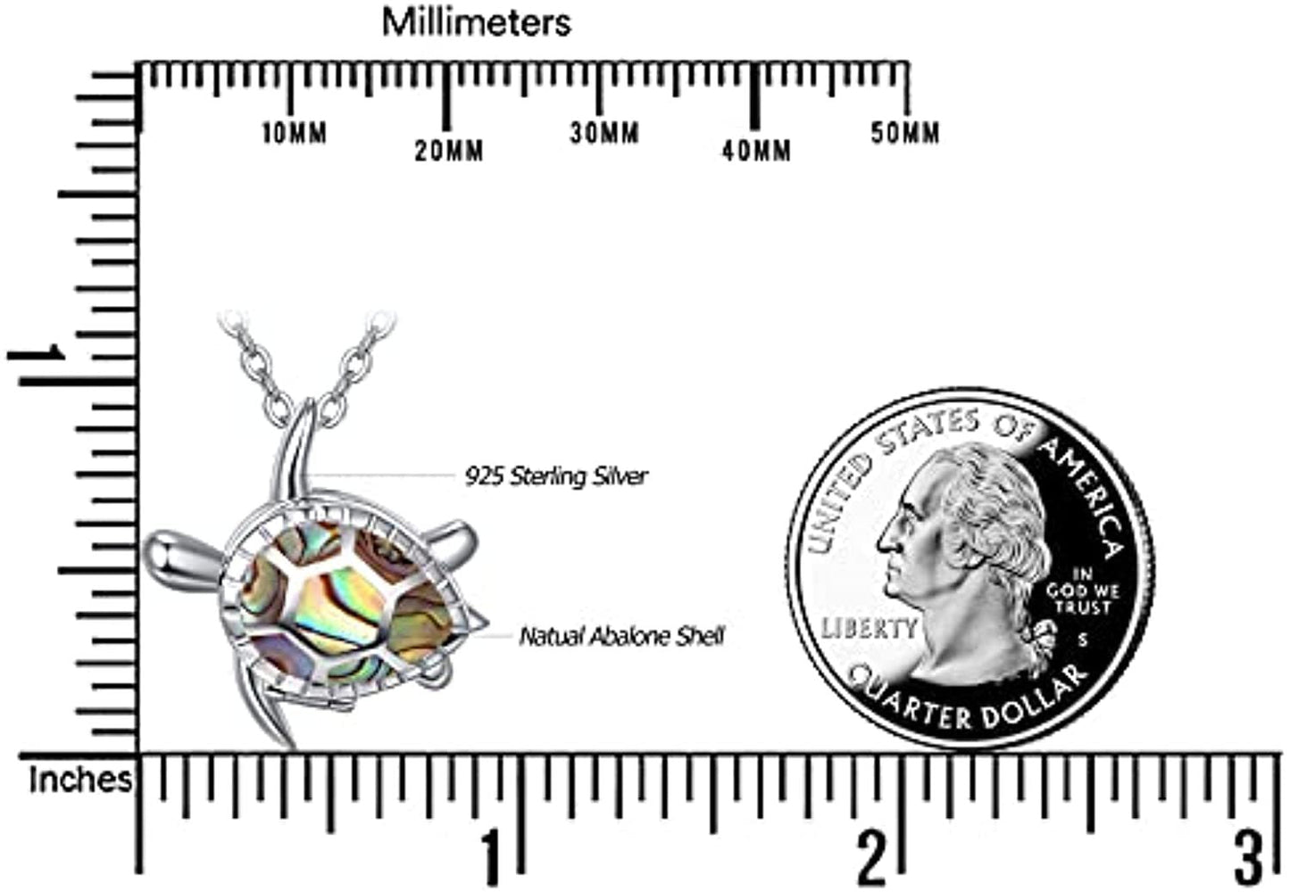 Silver Sea Turtle Locket Picture Photo Locket Abalone Shell Necklace For Women LadyShow.Store