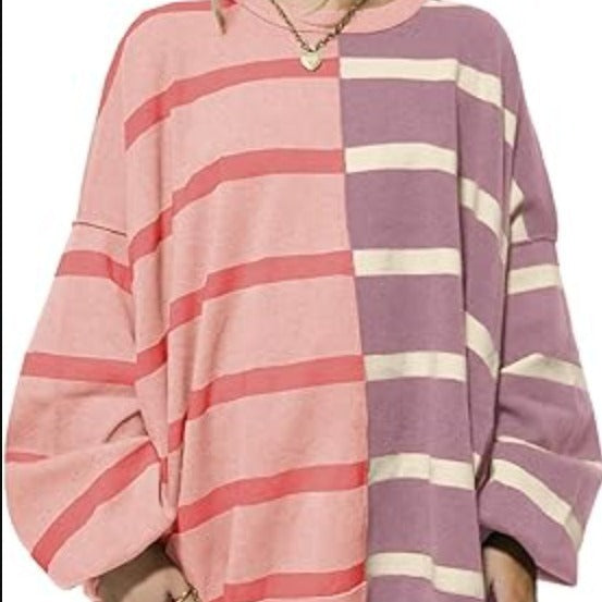 Striped Knitted Long-sleeved Sweater For Women NorixaFashion.com