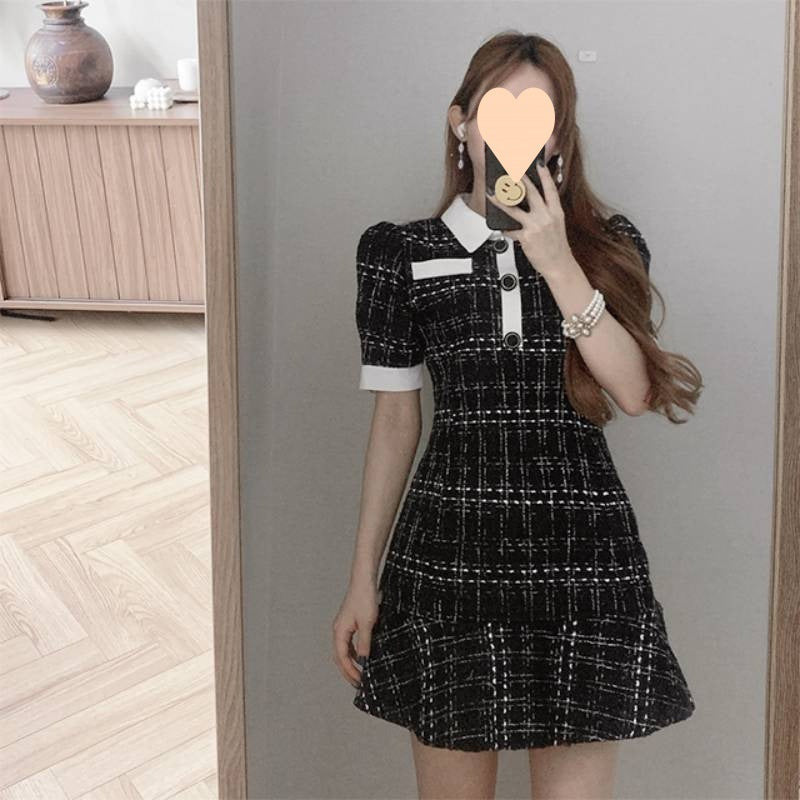 Plaid Mosaic Waist Dress Women NorixaFashion.com
