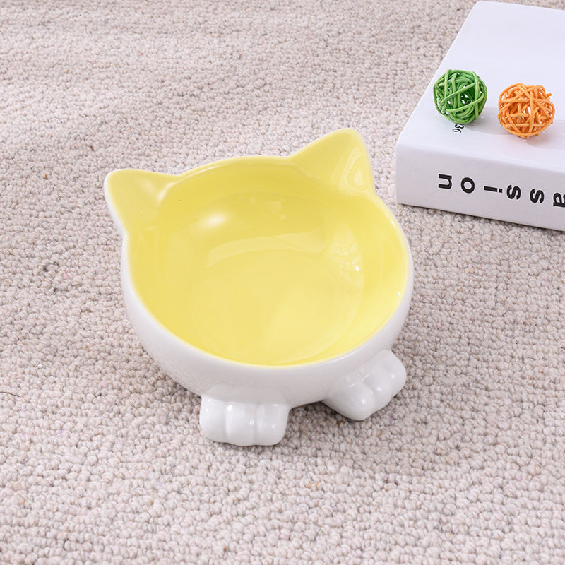 Ceramic Cat Bowl Anti Overturn Slanted Mouth Pets Fashion