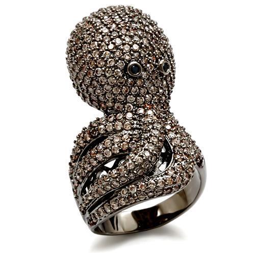 1W080 - Ruthenium Brass Ring with AAA Grade CZ  in Multi Color LuxuryLifeWay Online Store