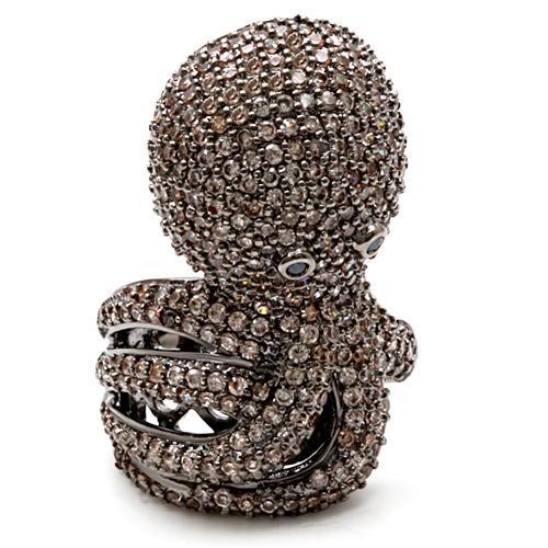 1W080 - Ruthenium Brass Ring with AAA Grade CZ  in Multi Color LuxuryLifeWay Online Store