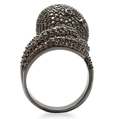 1W080 - Ruthenium Brass Ring with AAA Grade CZ  in Multi Color LuxuryLifeWay Online Store