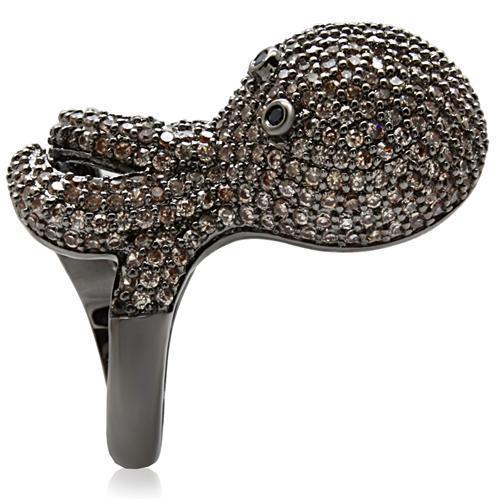 1W080 - Ruthenium Brass Ring with AAA Grade CZ  in Multi Color LuxuryLifeWay Online Store