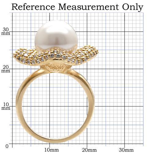 1W103 - Gold Brass Ring with Synthetic Pearl in White LuxuryLifeWay Online Store