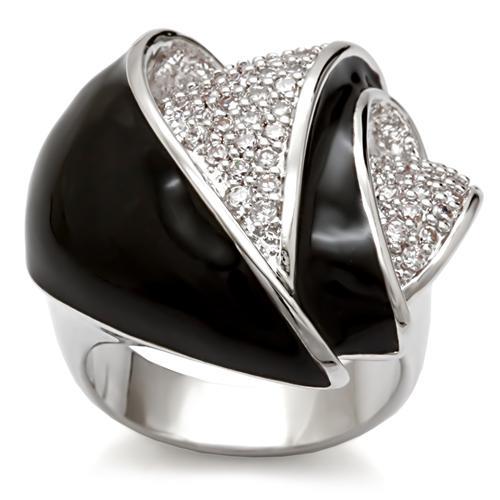 1W105 - Rhodium Brass Ring with AAA Grade CZ  in Clear LuxuryLifeWay Online Store