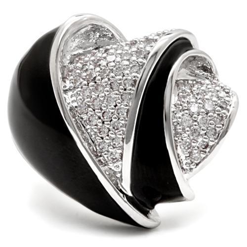 1W105 - Rhodium Brass Ring with AAA Grade CZ  in Clear LuxuryLifeWay Online Store