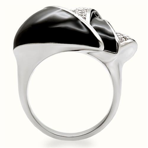 1W105 - Rhodium Brass Ring with AAA Grade CZ  in Clear LuxuryLifeWay Online Store