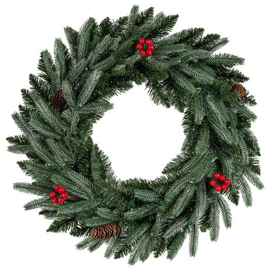 24"  Pre-lit Christmas Wreath Set of 2 Front Door Artificial Xmas Wreath with 90 Frosted Branch Tips LuxuryLifeWay Online Store