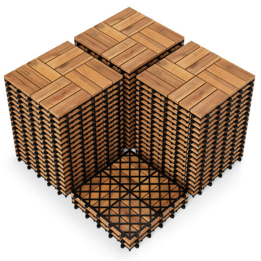 12 x 12 Inch 54 Pieces Acacia Wood Interlocking Deck Tiles with Waterproof Design-Natural LuxuryLifeWay Online Store