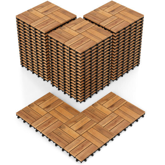 12 x 12 Inch 54 Pieces Acacia Wood Interlocking Deck Tiles with Waterproof Design-Natural LuxuryLifeWay Online Store
