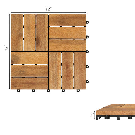 12 x 12 Inch 54 Pieces Acacia Wood Interlocking Deck Tiles with Waterproof Design-Natural LuxuryLifeWay Online Store