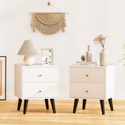 Nightstand Set of 2 Mid Century Modern Bedside Table with Golden Knobs and Raised Support Legs LuxuryLifeWay Online Store